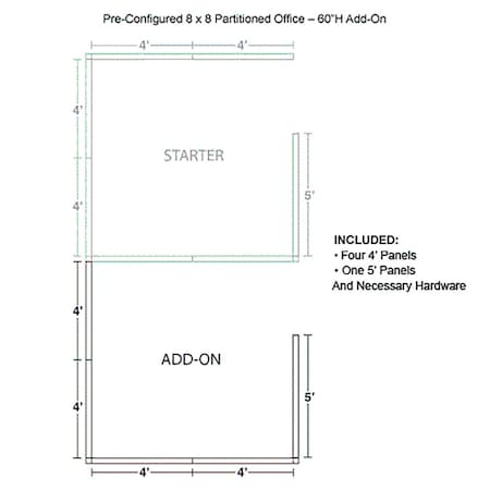 Interion By Global Industrial 96 in D X 60 in H, 96 in W X Fabric Panels / Wood Frame / Steel Connectors, Gray 236653GY